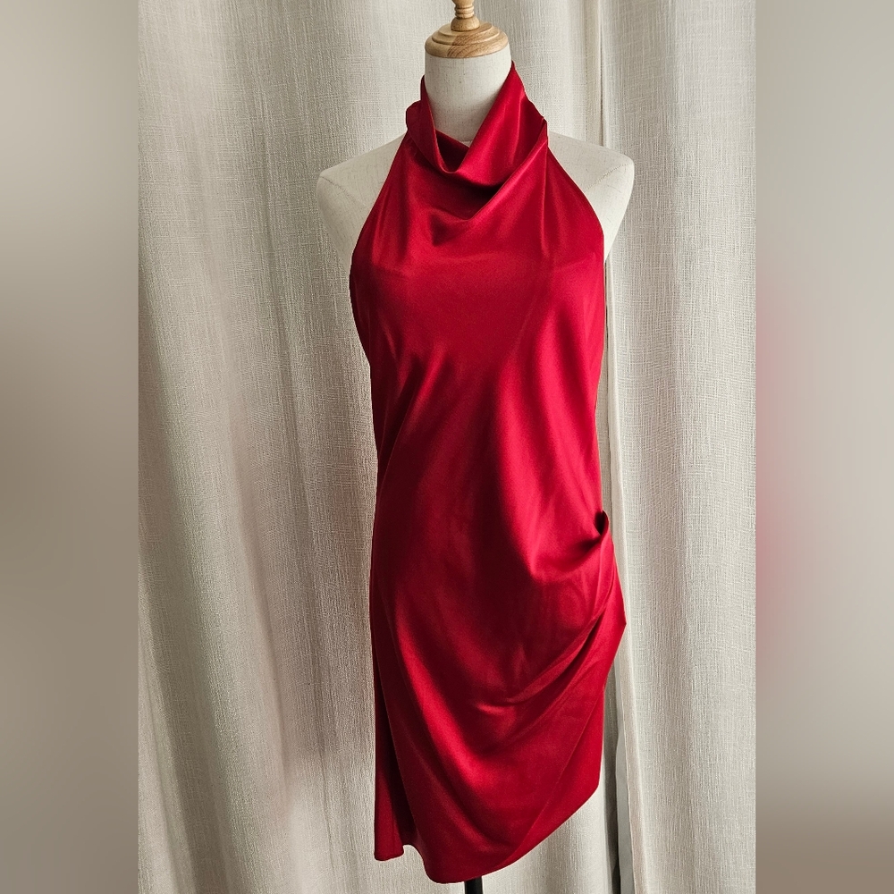 Gianni Bini Peyton Satin Mini‎ Sheath Dress: Color- Cherry